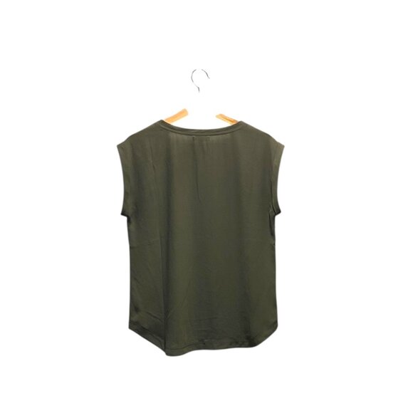 J.Crew Chiffon Sleeveless Camisole Top Olive Green Size 6 Minimalist Fall Career - Picture 8 of 10